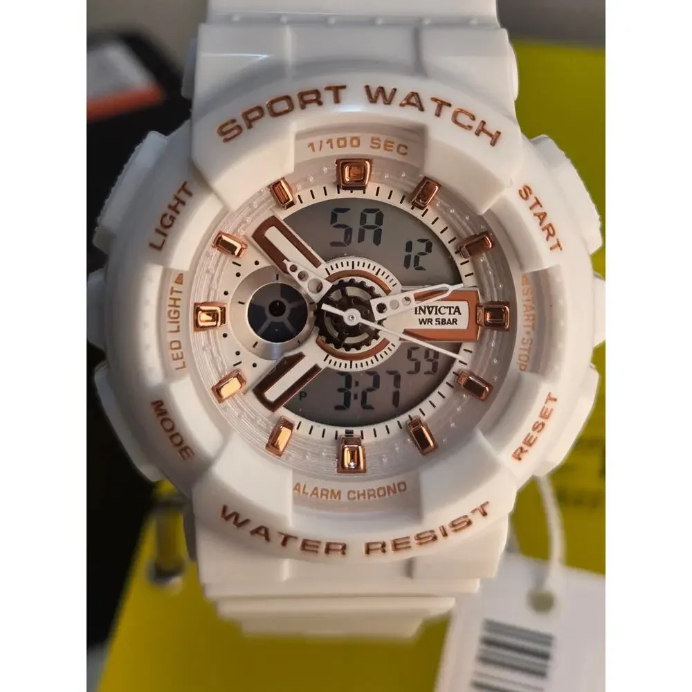 Invicta Celestial 70323 Unisex Quartz Ana Digi Watch 44mm White Rose Gold New
